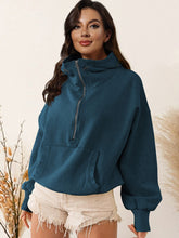Load image into Gallery viewer, Womens Top-Zip-Up Dropped Shoulder Hoodie | Coat & Jacket & Cardigan