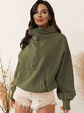Load image into Gallery viewer, Womens Top-Zip-Up Dropped Shoulder Hoodie | Coat & Jacket & Cardigan