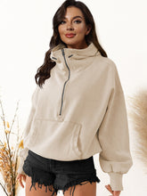 Load image into Gallery viewer, Womens Top-Zip-Up Dropped Shoulder Hoodie | Coat & Jacket & Cardigan