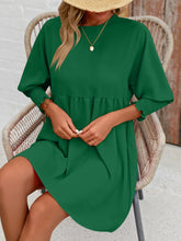 Load image into Gallery viewer, Womens Mini Dress-Round Neck Lantern Sleeve Mini Dress | Dress