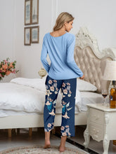Load image into Gallery viewer, Womens Loungewear-Round Neck Top and Printed Pants Lounge Set | pajamas