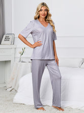 Load image into Gallery viewer, Womens Loungewear-Printed V-Neck Top and Pants Lounge Set | pajamas