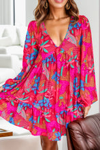Load image into Gallery viewer, Womens Mini Dress-Printed Balloon Sleeve Mini Dress | Dress