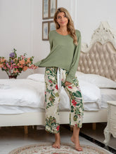 Load image into Gallery viewer, Womens Loungewear-Round Neck Top and Printed Pants Lounge Set | pajamas