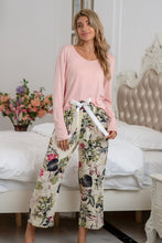 Load image into Gallery viewer, Womens Loungewear-Round Neck Top and Printed Pants Lounge Set | pajamas