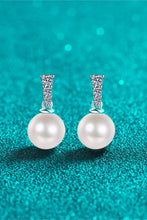 Load image into Gallery viewer, Moissanite Earrings-Moissanite Pearl Drop Earrings | moissanite earrings