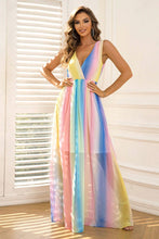 Load image into Gallery viewer, Rainbow Maxi Dress | Surplice Neck Sleeveless Dress
