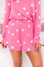 Load image into Gallery viewer, Loungewear Set | Pink Heart Print Long Sleeve Tee and Shorts
