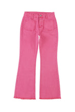 Load image into Gallery viewer, Pink Ankle-length Flare Leg Raw Hem Jeans | Bottoms/Jeans
