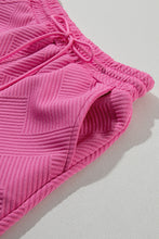 Load image into Gallery viewer, Strawberry Pink 2pcs Solid Textured Drawstring Shorts Set
