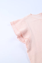 Load image into Gallery viewer, Pink Textured Tiered Ruffled Short Sleeve Blouse | Tops/Blouses &amp; Shirts
