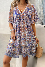 Load image into Gallery viewer, Womens Mini Dress | Printed V-Neck Half Sleeve Mini Dress | Mini Dress
