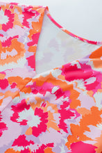 Load image into Gallery viewer, Summer Blouse | Rose Red Abstract Print V Neck Top
