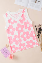 Load image into Gallery viewer, V Neck Tank Top | Pink Cute Flower Knitted Tank

