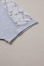 Load image into Gallery viewer, Light Grey Lace Floral Patchwork Ruffled T-shirt Dress | Dresses/T Shirt Dresses
