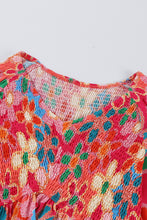 Load image into Gallery viewer, Pink Boho Flower Print Puff Sleeve Peplum Top | Tops/Tops &amp; Tees
