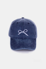 Load image into Gallery viewer, Pink Cotton Sports Hat | Bow Embroidered Washes Caps
