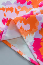 Load image into Gallery viewer, Summer Blouse | Rose Red Abstract Print V Neck Top
