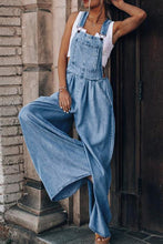 Load image into Gallery viewer, Womens Denim Overalls |  Distressed Wide Leg Blue Denim Overalls | Blue Jeans
