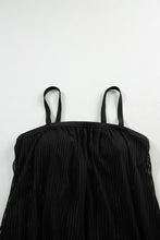 Load image into Gallery viewer, Black Striped Mesh Knotted Hem Tankini Swimsuit | Swimwear/Tankinis
