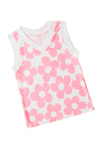 Load image into Gallery viewer, V Neck Tank Top | Pink Cute Flower Knitted Tank
