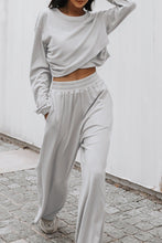 Load image into Gallery viewer, Activewear Set | Light Grey Criss Cross Crop Top and Pants
