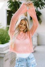 Load image into Gallery viewer, Pink Sweater | Pink Hollowed Eyelets Knit Bell Sleeve
