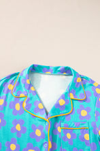 Load image into Gallery viewer, Green Flower Print Short Sleeve Shirt Pajamas Set | Loungewear &amp; Sleepwear/Sleepwear
