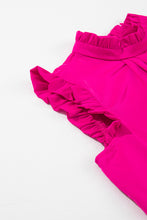 Load image into Gallery viewer, Pink Sleeveless Top | Pleated Mock Neck Frilled Sleeveless Top
