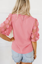 Load image into Gallery viewer, Half Sleeve Blouse | Dusty Pink Contrast Applique Mesh Top
