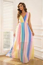 Load image into Gallery viewer, Rainbow Maxi Dress | Surplice Neck Sleeveless Dress
