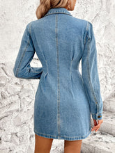Load image into Gallery viewer, Denim Dress | Pocketed Button Up Long Sleeve Dress
