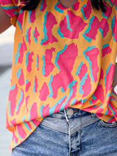 Load image into Gallery viewer, Womens Blouse | Ruffled Printed V-Neck Cap Sleeve Blouse | Tops/Blouses &amp; Shirts
