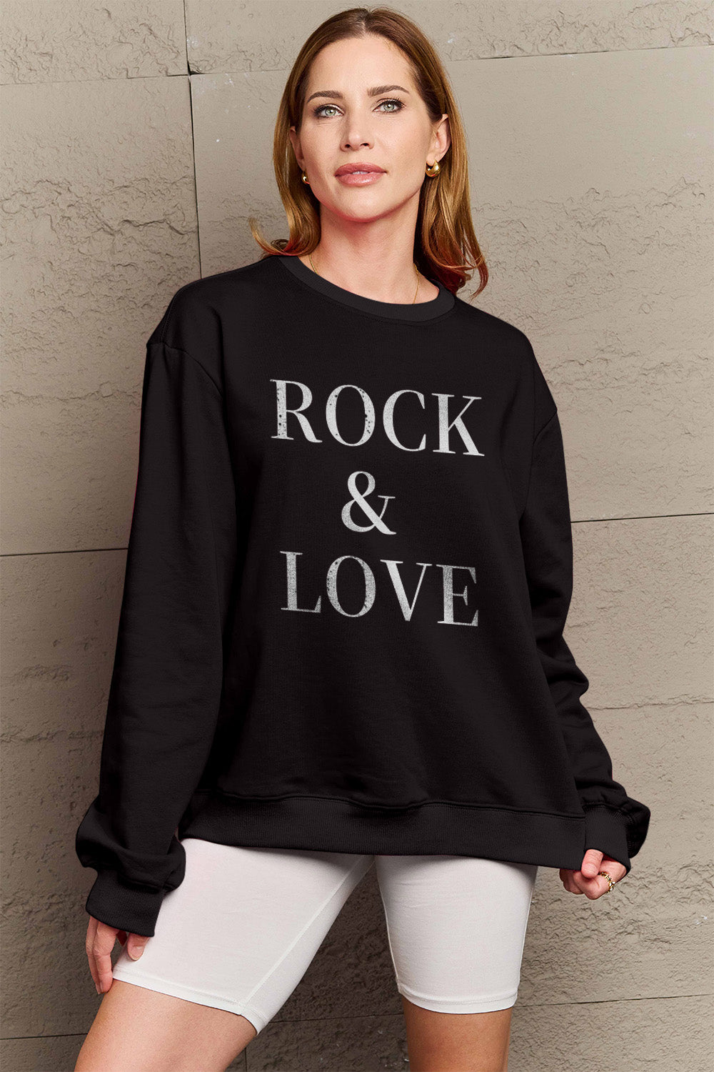 ROCK ＆ LOVE Sweatshirt | Graphic Round Neck Sweatshirt