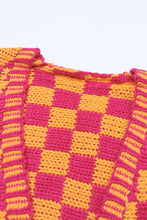 Load image into Gallery viewer, Multicolor Open Front Mixed Checkered Pattern Knit Cardigan | Tops/Sweaters &amp; Cardigans
