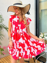 Load image into Gallery viewer, Womens Dress | Printed Notched Cap Sleeve Dress | Dress
