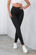 Load image into Gallery viewer, Black Criss Cross Tummy Control High Waist Leggings | Bottoms/Leggings

