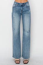 Load image into Gallery viewer, RISEN Wide Leg Jeans | High Waist Distressed Blue Jeans
