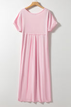 Load image into Gallery viewer, Maxi Dress | T Shirt Pink V Neck Dress
