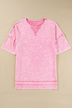 Load image into Gallery viewer, Strawberry Pink Mineral Wash Exposed Seam Drop Shoulder Oversized Tee
