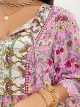 Load image into Gallery viewer, Tie Neck Bohemian Blouse | Plus Size Three-Quarter Sleeve Top
