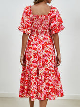 Load image into Gallery viewer, Short Sleeve Dress | Smocked Floral Square Neck
