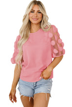 Load image into Gallery viewer, Half Sleeve Blouse | Dusty Pink Contrast Applique Mesh Top
