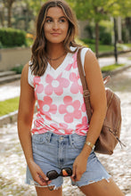 Load image into Gallery viewer, V Neck Tank Top | Pink Cute Flower Knitted Tank
