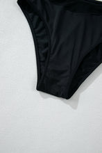 Load image into Gallery viewer, Black Sheer Mesh Edged Halter V Neck Push Up Bikini
