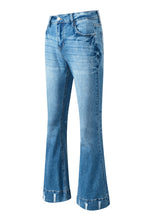 Load image into Gallery viewer, Sky Blue Slight Distressed Medium Wash Flare Jeans | Bottoms/Jeans
