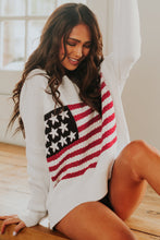 Load image into Gallery viewer, American Flag Sweater | Cable Knit Drop Shoulder Sweater
