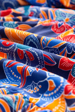 Load image into Gallery viewer, Dark Blue Boho Floral V Neck Ruffle Tiered Long Dress
