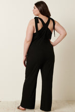 Load image into Gallery viewer, Cross Back Jumpsuit | Black Knit V Neck Jumpsuit
