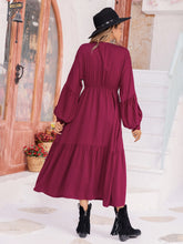 Load image into Gallery viewer, Bohemian Midi Dress | V-Neck Lantern Sleeve Dress
